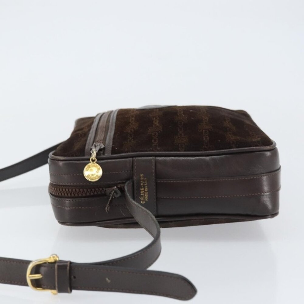 Authentic CELINE Shoulder Bag Leather Suede Brown Gold - Picture 12 of 16